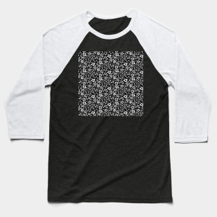 Inverted Black and White Floral Miniprint Baseball T-Shirt